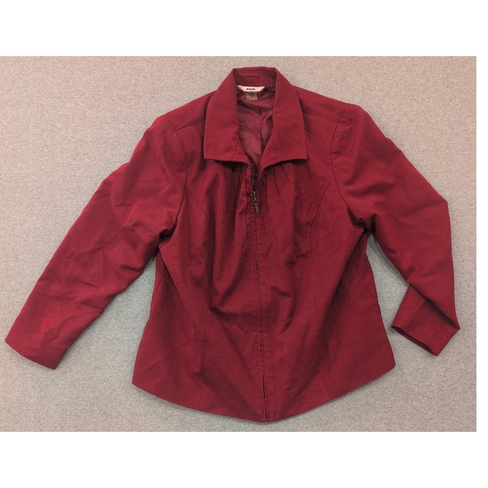 ALIA Women's Red Blazer Jacket Size 18 Long Sleeve Zip Up Career